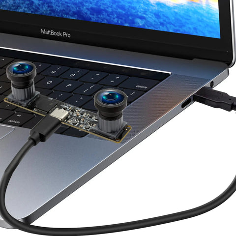 Dual Lens Global Shutter USB Camera Module For PC 4MP HD 3200X1200 MJPEG At 60FPS Wide 120 Degree Field Of View 3D Stereo Interchangeable M9 Mount