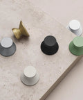 Six Pack Grayish Green Aluminum Self Adhesive Knobs For Cabinets And Drawers Easy Stick On Cupboard Handles No Drill Needed Dresser Window Closet Upgrade, top view