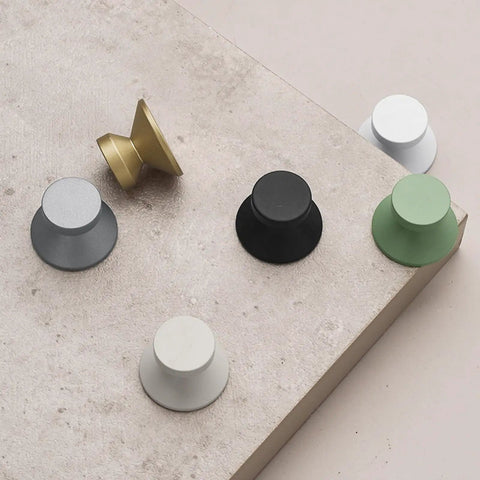 Six Pack Grayish Green Aluminum Self Adhesive Knobs For Cabinets And Drawers Easy Stick On Cupboard Handles No Drill Needed Dresser Window Closet Upgrade, top view