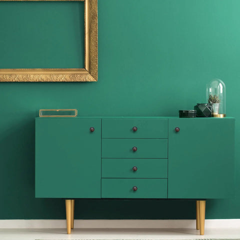 Green cabinet with drawers featuring Oil Rubbed Bronze Cabinet Knobs And Drawer Pulls Set 30 Pack One And A Quarter Inch Round Door Pulls And Knobs