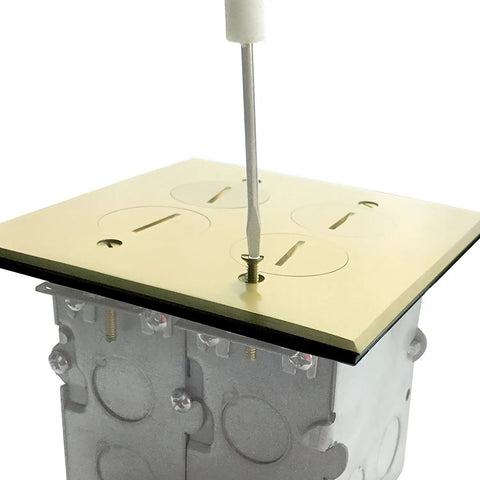 Screw Cap Floor Box Kit For Raised Floors 5x5 Inch 2-Gang Receptacle, 20A Tamper-Resistant, Weatherproof And Watertight Gasket