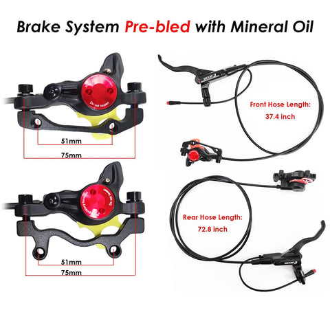 Ebike Hydraulic Brake Upgrade Kit With 160Mm Rotors 2/3 Pin Waterproof Power Off Sensor Connector Pre Bleed Levers And Calipers