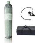 CE EN Certified 2L 122 Cu In 4500 Psi Air Tank for Paintball HPA PCP and Scuba Carbon Fiber with Dual Gauge Valve and Bag