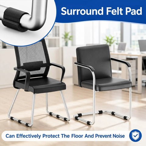 10 Pack Sled Base Chair Floor Protectors Wrap Around Felt Pads for sled base chairs in an office setting