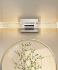 Modern LED Wall Sconce With Crystal Post 2700K 4000K 5000K Adjustable Color Temperature Brushed Nickel Vanity Light