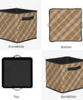 Hella Roomy Earth Mosaic Print Closet Storage Bin Made From Heavy Duty Oxford Fabric With Sturdy PE Board Base visible from front, back, and top angles.