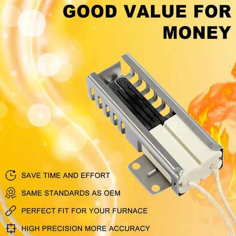 Flat Oven Igniter Replacement For Samsung Gas Range Oven DG94 00520A with flames background and product benefits list