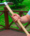 2 In 1 Gardening Pick Axes With Stainless Steel Double Headed Mattock And Wooden Handle Ergonomic Grip In Use Outdoors