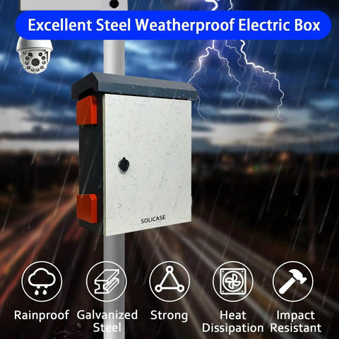 Heavy Duty Outdoor Electrical Box Built Different With Heat Dissipating Fan Vent And Easy Swap Shelves Straight Up Galvanized Weatherproof Cabinet For Real Work Sites, 20x16 inches, rainproof, galvanized steel, mounted.