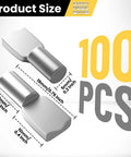 Heavy Duty 100 Pack Stainless Steel Shelf Pins With Polished Nickel Finish dimensions shown in two angles, 5mm size, ideal for cabinets.