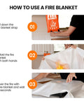 Steps to use Two Pack Fire Blanket 40 By 40 Inches For Kitchen And Home Emergency Fire Suppression Fiberglass Fabric Heat Shield.