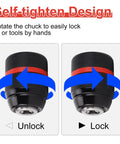 Keyless Drill Chuck Set For Hand Drills And Impact Drivers, Adds One Half Inch 20 UNF Mount, illustrating self-tightening design