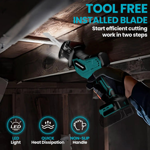 Brushless Cordless Reciprocating Saw With 3 Variable Speeds 0 To 3500 RPM, Tool Free Blade Change in action cutting wood