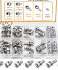 72 Piece Battery Terminal Bolts And Nuts Kit For ATV Bike Motorcycle And Scooter M6 Thread Sizes 10 12 14 16 18 20mm 304 Stainless Steel Bolts With Square Nuts Tough As Nails Easy Install Long Lasting in plastic case
