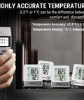 Wireless Indoor Outdoor Thermometer With 500ft Range And Temperature Sensor Real-Time House And Patio Temperature Monitor Easy-Read 2-Inch Display in use, showing accurate readings with temperature units selectable.
