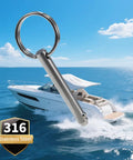 Ten Pack Quick Release Pins In Marine Grade 316 Stainless Steel With Spring Loaded Detent Ball Tip for Boats shown with yacht