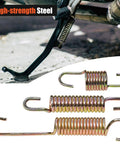 Heavy Duty Motorcycle Kickstand Spring Kit 6 Pcs Universal Return Springs For Dirt Bikes Scooters Mini Bikes 59mm 88mm 108mm Replacement Set Keeps Your Ride Standing Strong shown in use on a bike with springs detail.