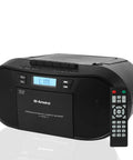 Black Retro Boombox CD Player And Cassette Player Combo With Bluetooth USB TF Card FM Radio AUX AC DC Powered Remote