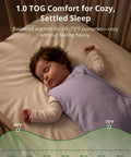 Sleeping baby in Ultra Soft Bamboo Viscose Baby Sleep Sack For 6 To 18 Months, 1.0 Tog, Two Pack, Cozy Wearable Blanket with two-way zipper