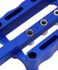 Close-up of Dead Nuts Precise Aluminum Dowel Jig Kit with self-centering drill guides and adjustable guide tubes.