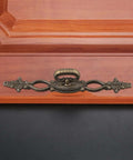 Two Pack European Retro Drawer Pulls Handles Bronze Alloy With Antique Bronze Finish on wood cabinet door