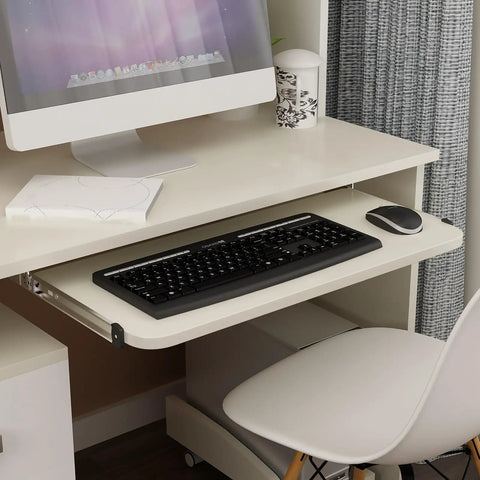 Smooth Operator Full Extension Drawer Slides Silent Soft Close Side Mount Brackets For Office Desk Keyboard Tray with keyboard and mouse.