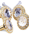 Glam Golden Rhinestone Cabinet Knobs Set For Kitchen Pulls And Dresser Drawers Tough Zinc Alloy with crystal accents.