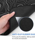 Close-up of anti-slip rubber base of Beastly Ultra Wide Gaming Mouse Pad XL 31.5 By 11.8 Inches With Black Topographic Design.