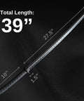 39 Inch Polypropylene Martial Arts Training Sword With Black Saya Scabbard, blade dimensions overlaid, on black background