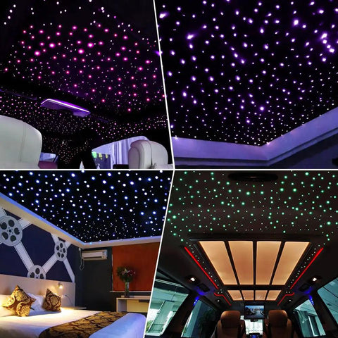 Lit 16W RGBW Bluetooth App Controlled Fiber Optic Star Ceiling Kit With Music Sync And Twinkle Effect in cars and home decor
