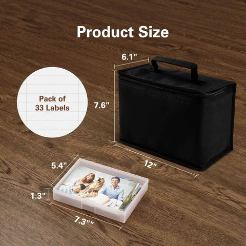 5x7 Photo Storage Box Set With 8 Inner Photo Cases Ultra Roomy Capacity Holds Up To 1000 Photos Includes Carry Bag dimensions shown