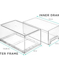 Must-Have Large Clear Stackable Storage Drawers 2-Pack With Handles Easy Pull-Out Plastic Organizer Bins dimensions illustration
