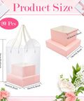 20 Pack Clear Pink Flower Bouquet Bags With Handles 9.45 Inch Floral Gift Bags dimensions and design display