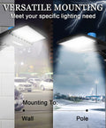 150W LED Parking Lot Light 21000 Lumens 5700K Daylight White, Dusk To Dawn Photocell mounted on wall and pole