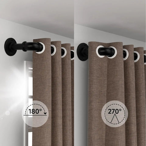 Industrial Black Curtain Rods 18 to 88 Inch Adjustable Length 1 Inch Diameter Pipe for Wall or Ceiling Mount in use