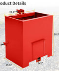 2 Inch Receiver Ballast Box For Tractors And Skid Steers, 3 Point Category 1, dimensions shown, red durable steel
