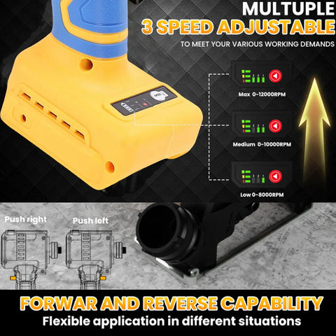 Badass Cordless Cut Off Tool Featuring Heavy Duty Brushless Motor And Hella Fast 19000 Rpm Speed To Rip Through Metal Wood Plastic And Stone With Detachable Dust Shield adjustable speed settings for versatile use