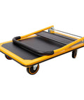 Heavy Duty Foldable Platform Cart A Real Workhorse With 330 Lb Capacity Push Dolly Four Inch Swivel Casters And Padded Handle Yellow And Black Utility Cart For Home Warehouse Garage Office Moving, foldable view