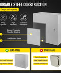 Durable Tough As Nails 16 X 16 X 8 Inch Nema 4X Steel Electrical Box with IP66 shield and heavy duty lock.