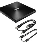 ZenDrive Ultra Slim External DVD Burner Drive RW With M Disc Support For Mac And Windows Nero Back It Up For Android Includes USB Two Point Zero And Type C Cables For Easy Plug And Play, black 13mm drive and cables