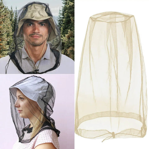 Shielding Bugproof Mesh Head Net And Protective Headwear For Outdoorsy Folks Who Love Fishing Camping And Hiking Lakeside Adventures Keeps Bugs Out And Breathes Easy with man and woman wearing it outdoors