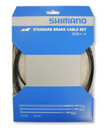 Universal Brake Cable Set For Mountain And Road Bikes with 2200 mm housing and two 1.6 mm 1000 mm cables in retail packaging.