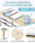 Premium 12 Drawer Storage Cabinet With Wooden Top And White Plastic Bins For Hella Organized Home Offices, showcasing wooden tabletop and ergonomic handle.