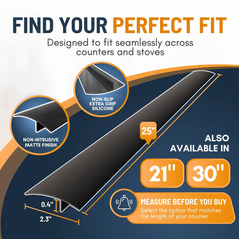 Two Pack Silicone Stove Gap Covers For 25 Inch Gaps Between Stovetop And Counter Heat Resistant Gap Filler And Guard, 25-inch size shown