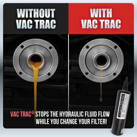 Comparison of hydraulic fluid leakage with and without Hydraulic Fluid Saver Vacuum Tool for Tractor Filter Changes Oil Suction Pump Kit.