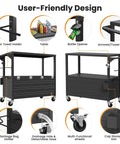 User-friendly design of 80 Quart Rolling Ice Chest With Built In Top Prep Table And Four Wheels Party Patio Cooler Cart.