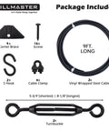 Heavy Duty Anti Sag Gate Kit For Wooden Fences Featuring Rust Resistant Zinc Cable Rigging To Keep Your Backyard Gate Straight And Tight Quick Fit Outdoor Repair Fix Black Two Pack with components including cable and clamps.