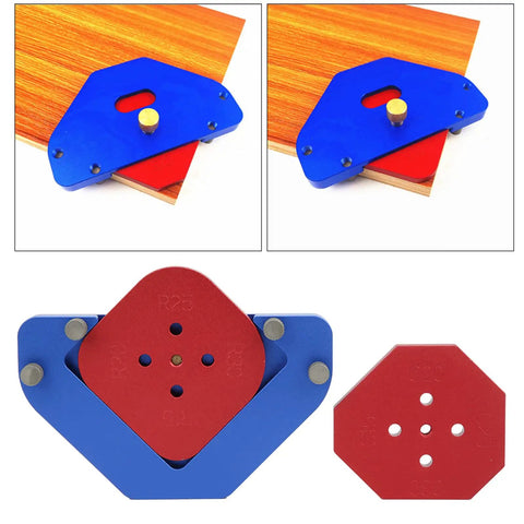 Heavy Duty Aluminum Alloy Router Template With Round Arc Positioning And Angle Guide Built Damn Tough For Woodworking, dual color design, with radius plates.