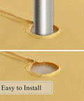 Close-up of yellow 60 inch round tablecloth with umbrella hole and zipper, showing easy installation for outdoor use.