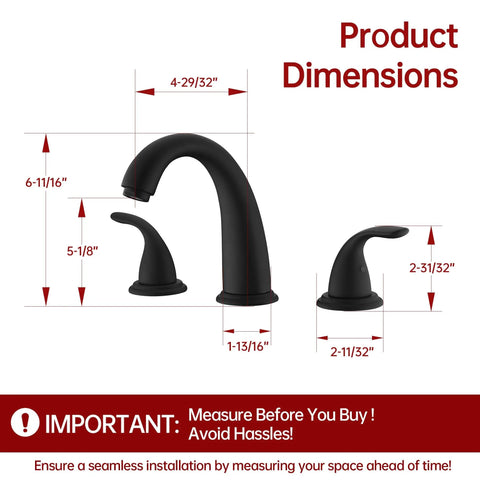 Product dimensions of Matte Black Roman Tub Faucet With Valve Three Hole Deck Mount High Flow Tub Filler That Fills Up Fast For A Quick Bath.
